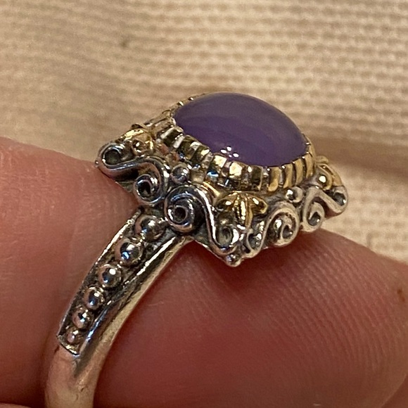 Konstantino Sterling Silver and 18K Gold Amethyst Cabochon Ring - Picture 10 of 12